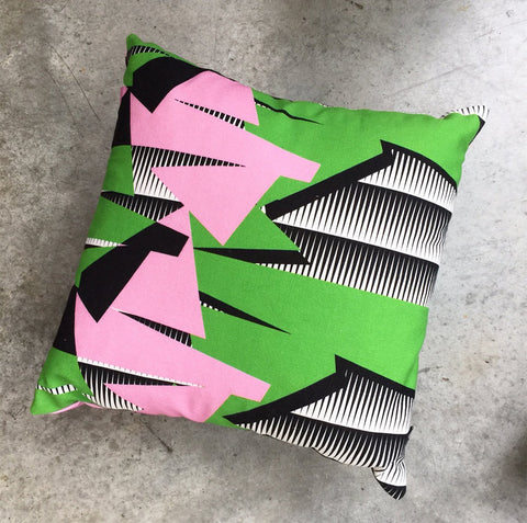 1981 Print - Cushion | apple green / pink